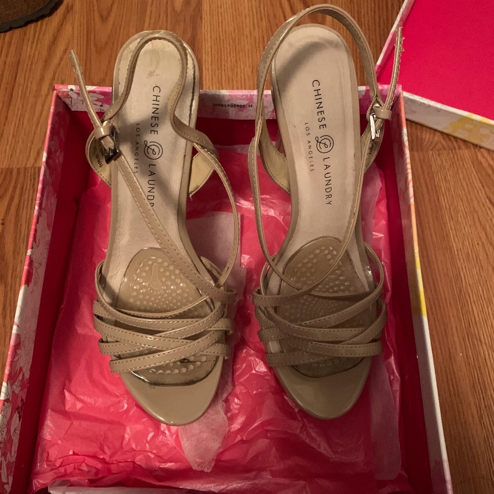 nude teaser platform sandal Chinese laundry pumps